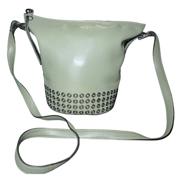 COACH 2014 Bleecker Gun Metal Grommets Hardware in Sage Green Leather Duffel Bag - Picture 2 of 12